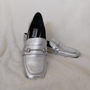 Steve Madden silver leather loafers